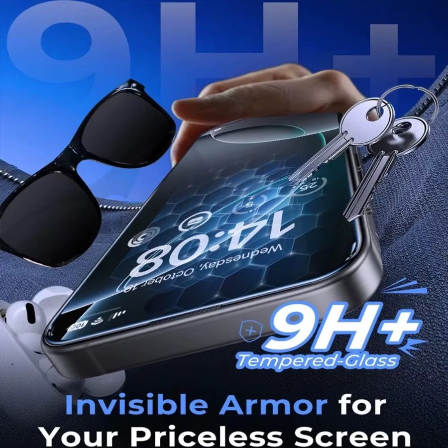 4 Stück Full Cover Displayschutzfolie aus gehärtetem Glas mit 9H Härte für Apple iPhone 17 16 15 14 13 12 11 Pro Max Plus XR XS in Transparent - Bild 5