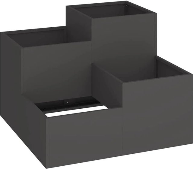 vidaXL Gartenblumentopf aus Stahl in Schwarz B: 100 cm, T: 100 cm, H: 60 cm - Bild 1