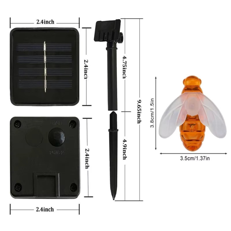OKAL RED EAST Solar-Lichterkette mit 100 LED in Bienen-Optik, Warmweiß, Gelb, für Garten und Terrasse - Bild 6