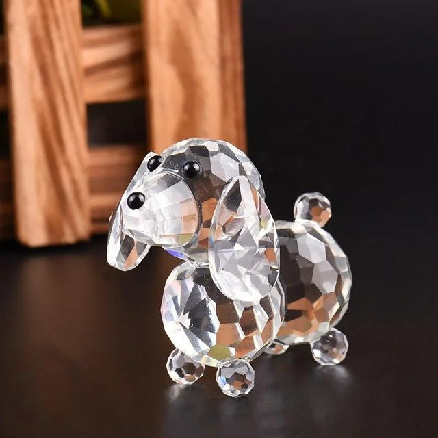Kristall-Hundefigur aus geschliffenem K9-Glas von Yiran Furniture, transparentes Ornament als Briefbeschwerer und Deko-Statue, H x B x T: 7,1 x 5,5 x 5,5 cm - Bild 1