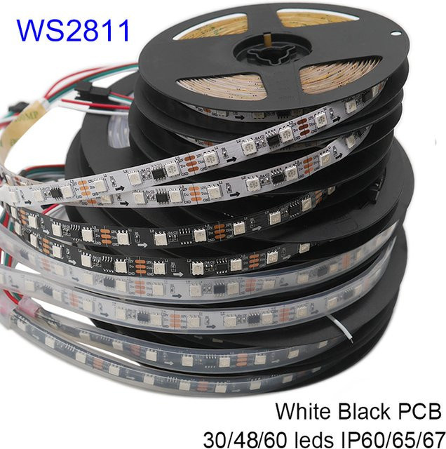 WRMIHU Smart Pixel RGBIC LED Streifen WS2811 DC12V, 5 m, Multicolour, Weiß/Schwarz PCB - Bild 1