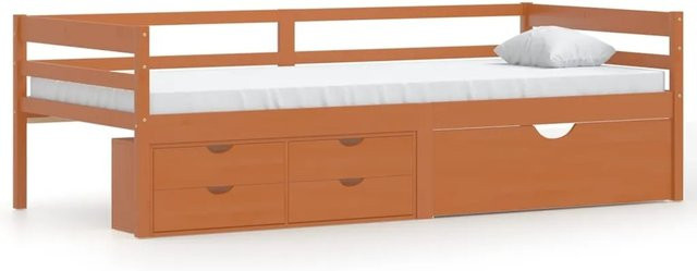 vidaXL Massivholzbett aus Kiefer mit Schubladen, Honigbraun, B/T/H: 90 x 200 cm - Bild 1