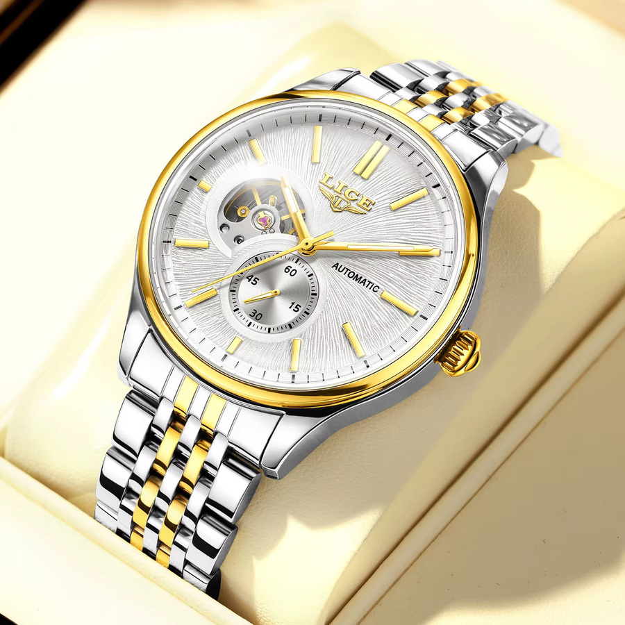 LIGE Armbanduhr Automatik, Edelstahl, Silber, Herren - Bild 2