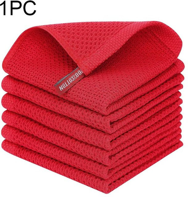Ultraweiches Küchentuch aus 100% Baumwolle in Waffel-Optik, Farbe: Rot, B/T/H: 34 x 34 x 34 cm - Bild 1