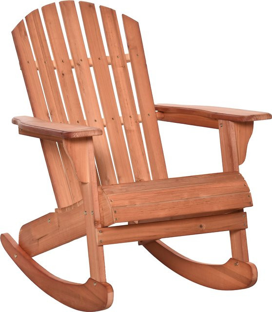 Outsunny Adirondack Gartenstuhl Schaukelsessel aus Kiefernholz in Natur Holzoptik Braun, B/T/H: 77 x 94 x 97 cm - Bild 1