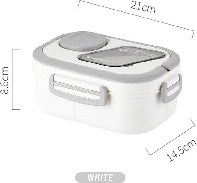 MTMA Tragbare Bento-Box aus Weizenstroh mit Fach und Tragegriff, weiß - Bild 1