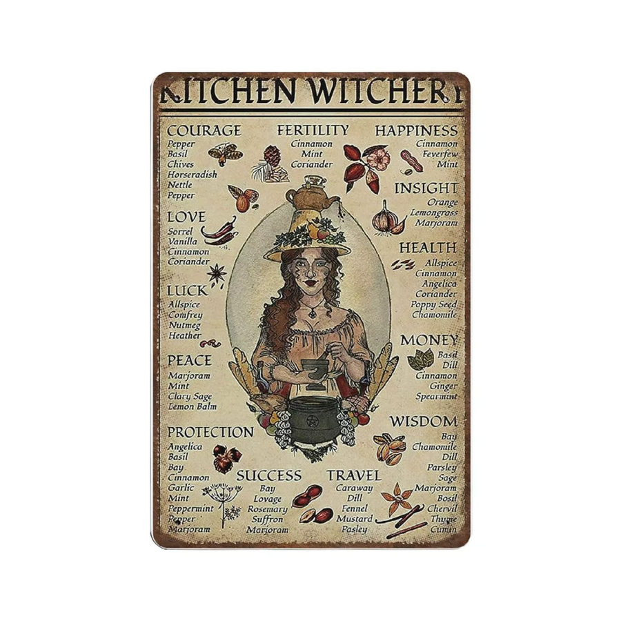 Dreacoss Retro Metall Blechschild Hexen Magisches Wissen Wanddeko Multicolor B: 20,0 cm, H: 14,0 cm, T: 1,0 cm - Bild 2