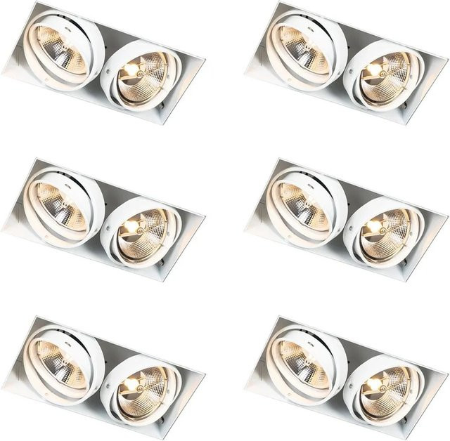 QAZQA Set mit 6 Einbaustrahlern Weiß GU10 AR111 Trimless, verstellbar, modern, Downlight - Bild 1