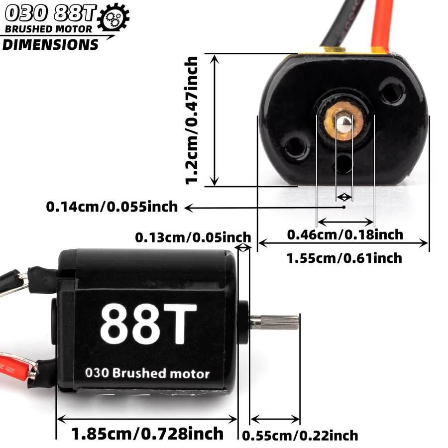 RCZIPROY RC 1/24 Scale Bürstenmotor, Metall, Schwarz, Upgrade-Teile - Bild 2