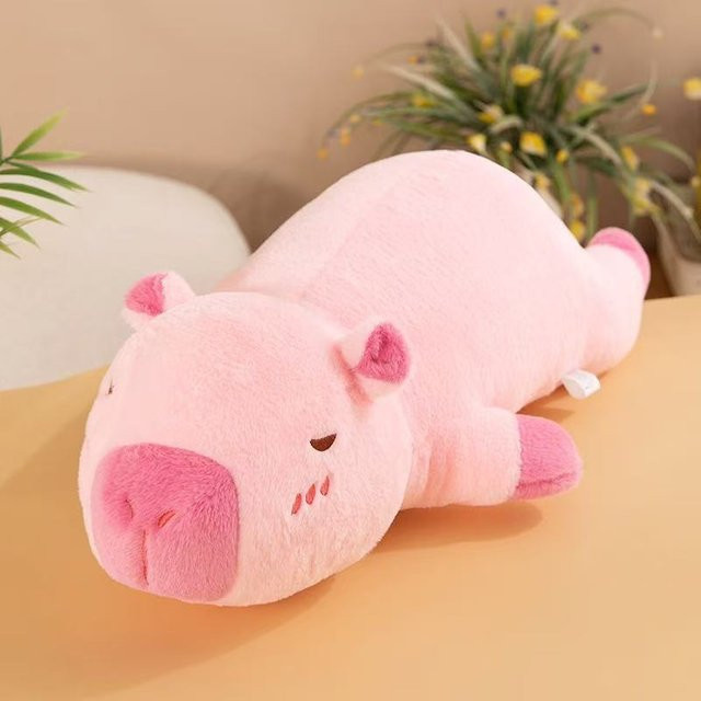 Yiran toy Capybara Plüschtier Kissen, liegend, Braun Orange, 38cm - Bild 1