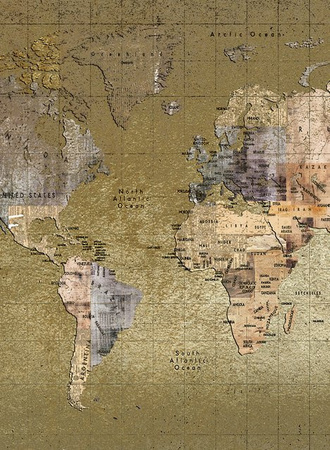 Coordonne Tapete Newspaper Map in Gold, selbstklebend