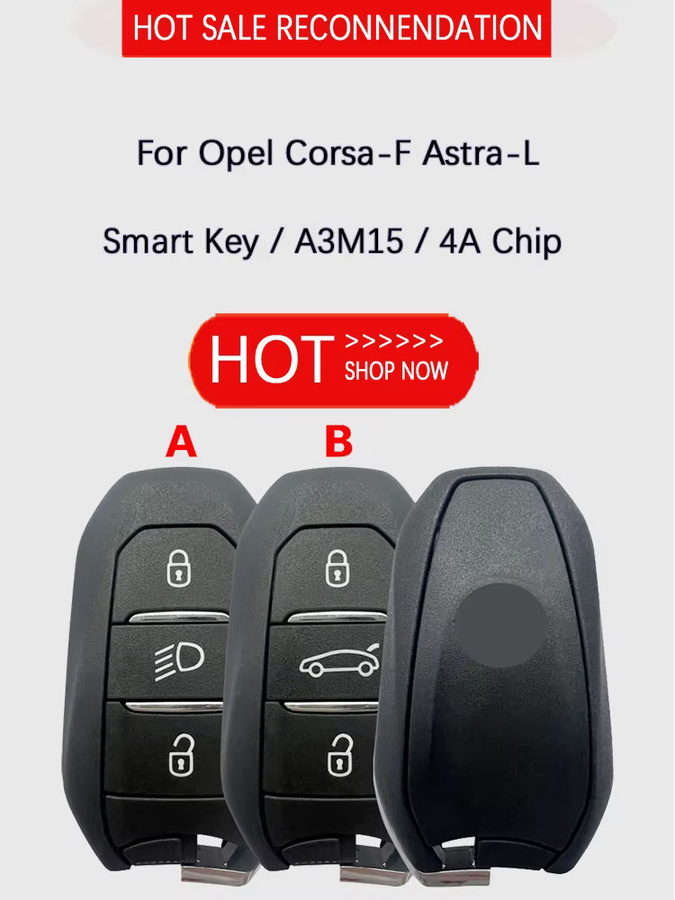 Original 3-Tasten Smart-Fernbedienungsschlüssel für Opel Corsa F, Astra L und Mokka B ab 2019, 433MHz mit 4A Chip, Schwarz - Bild 5