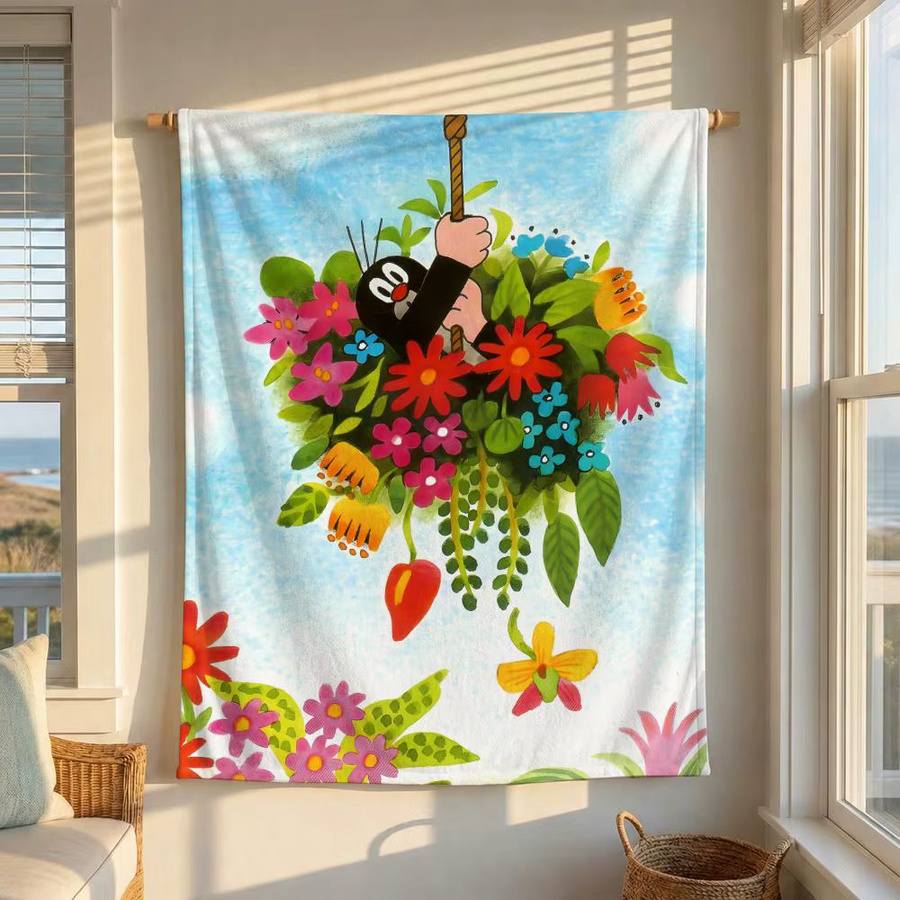 Weiche Flanell Überwurfdecke mit Cartoon-Tierdesign in Weiß und Multicolour für Bett, Sofa oder Picknick - Bild 6