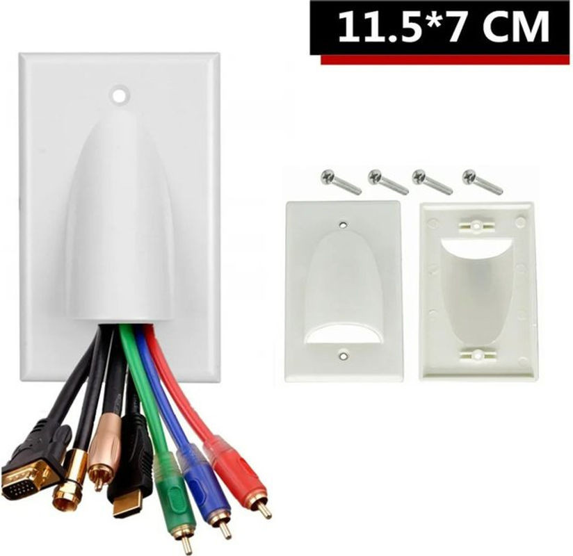 BSN Single-Gang Einbau-Wandplatte für Niederspannungskabel und Audio-Video-Durchführung, Weiß, B/H: 70 x 115 mm - Bild 1