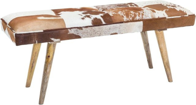 Wohnling Sitzbank aus Mango-Holz und Leder in Beige und Braun, B/H/T: 120 x 52 x 40 cm - Bild 1