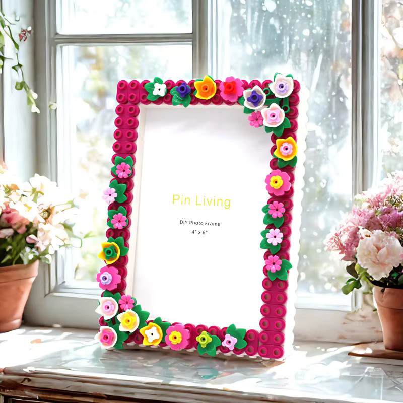DIY-Fotorahmen pinliving Multicolor für 6 Zoll Fotos, kreatives Fotostudio-Set für handgefertigte Erinnerungen, Tischmodell, Breite: 15,24 cm, Höhe: 15,24 cm, Tiefe: 15,24 cm - Bild 4