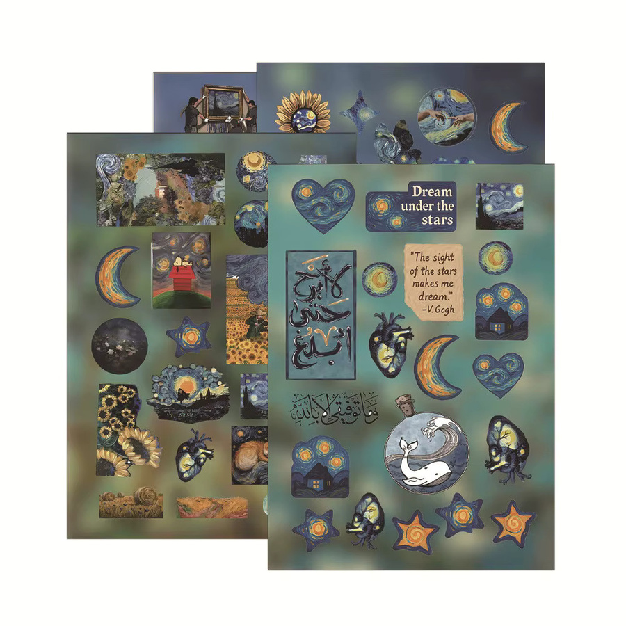 8 Stück Van Gogh Aufkleber mit künstlerischen Retro-Gemälden, wasserfeste Dekoration in Mehrfarbig von BulingBulingStickers Store - Bild 3