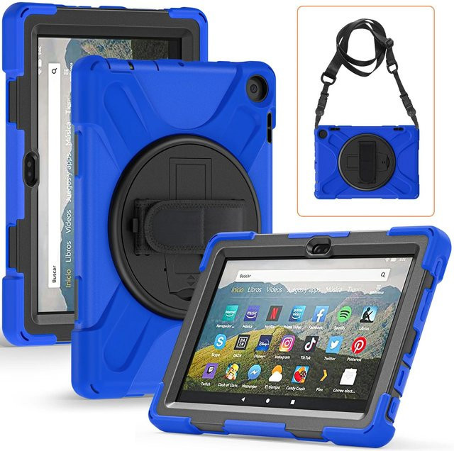 Stoßfeste Business Kinder Schutzhülle für Amazon Kindle Fire HD 8 und HD 8 Plus 12. Generation, Blau - Bild 1