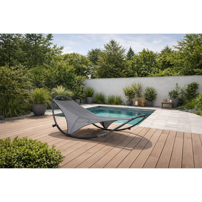 Leco Gartenschaukelliege Eni in Anthrazit mit Federrahmen und Kunststoff-Outdoor-Gewebe - Bild 3