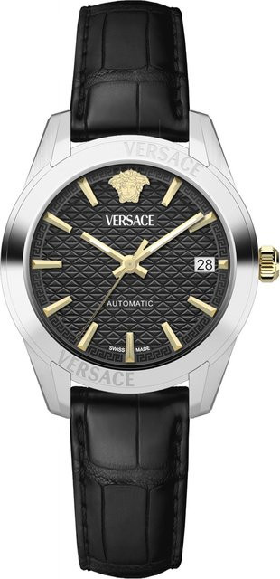 Versace Damenuhr Automatik, Edelstahl, 35 mm, Leder, Schwarz, 5 ATM - Bild 1