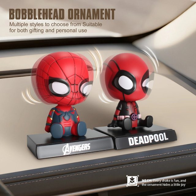 Bandai Marvel Spider-Man Iron Man Hulk Deadpool Wackelkopf-Puppe, 12cm - Bild 1