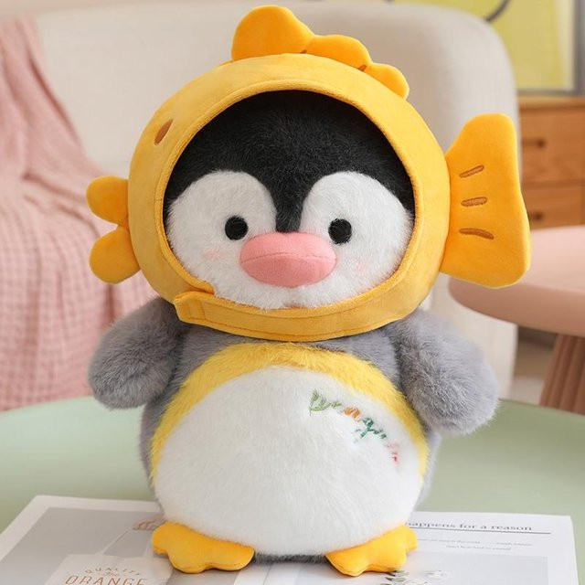 Süßer Pinguin umarmt Fisch, Plüschtier, 35cm, ab 14 Jahre - Bild 1