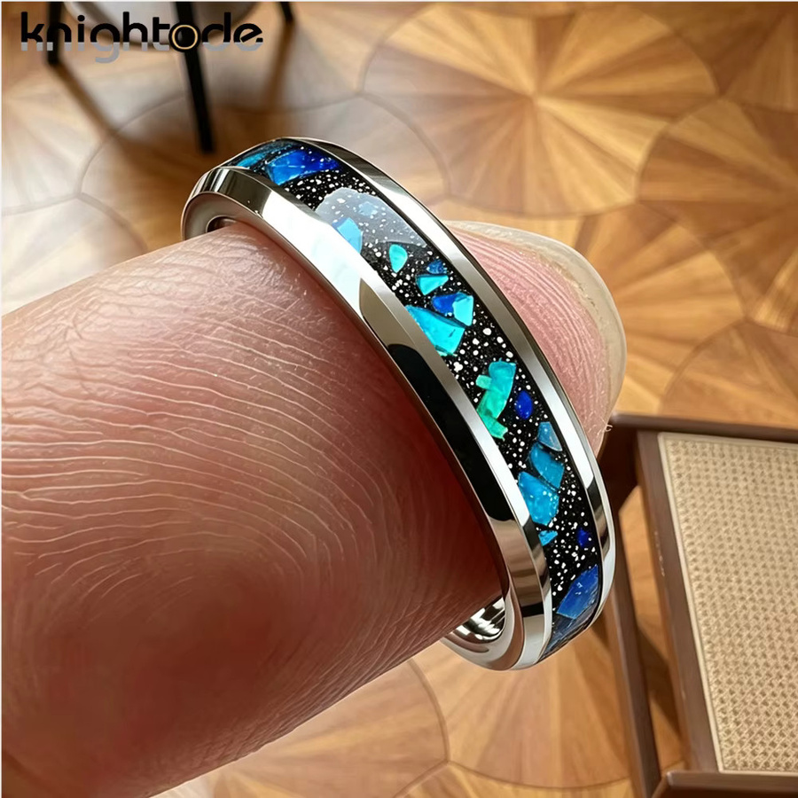 Knightode Ring Wolframkarbid, blauer Opalblock, Damen - Bild 2