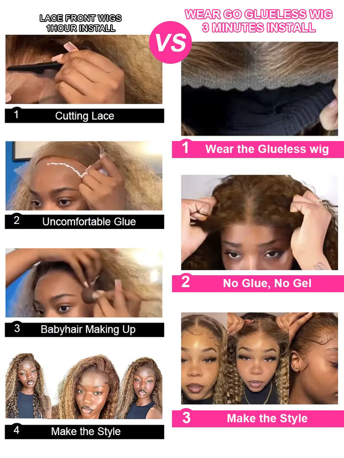 CEXXY Perücke, Echthaar, Deep Wave, Ombre Highlight, Glueless, HD Lace Frontal - Bild 6