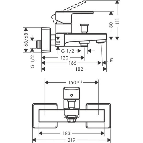 Hansgrohe Vernis Shape Einhebel-Wannenmischer in Mattschwarz mit schwenkbarem Auslauf B/H/T: 21,9 x 11,0 x 18,2 cm - Bild 2
