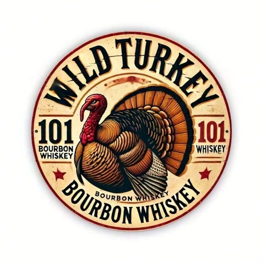 Wild Turkey Bourbon Whiskey Metallschild CIFBUY Vintage Wanddekoration Multicolor, Breite: 20,32 cm, Höhe: 20,32 cm - Bild 2