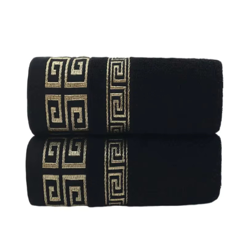 2er-Set inyahome Baumwollhandtücher Schwarz, bestickt und schnelltrocknend, B/H: 34 x 74 cm und 70 x 140 cm - Bild 3