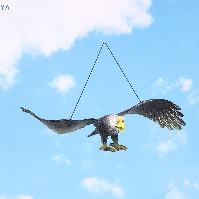 YA Adler-Figur für den Außenbereich als hängende Vogelabwehr und lebensechte Falkenattrappe in Weiß - Bild 3