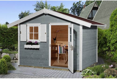 WEKA Gartenhaus 123 Gr.3 aus Massivholz in Grau mit Satteldach, B/H/T: 390 x 247 x 238 cm - Bild 3