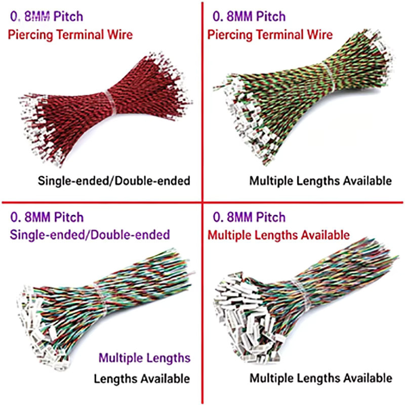 LISCN JST 0,8 mm Verbindungskabel IDC Typ Einzel-Doppelkopf in Multicolor, 10 Stück - Bild 2