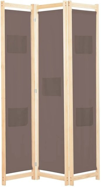 vidaXL 3-teiliger Raumteiler Braun aus Stoff und Holz, Höhe: 170 cm, Breite: 120 cm, Tiefe: 4 cm - Bild 1