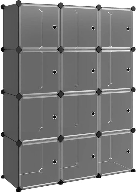 vidaXL Regalsystem mit 12 Würfeln und Türen in Schwarz, modern und matt - Bild 1