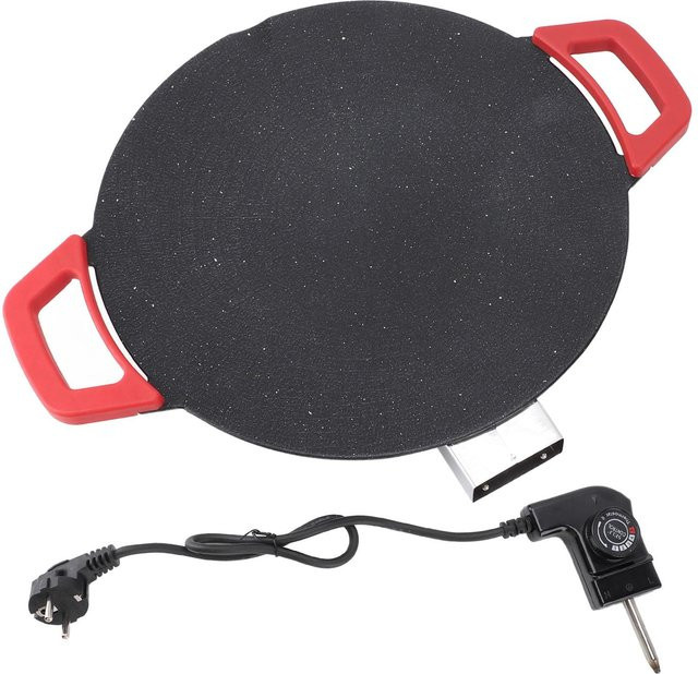OutsideWorld Elektrische Grillpfanne in Schwarz mit konkakvem Design, Antihaftbeschichtung und Temperaturregler, Durchmesser: 30 cm - Bild 1
