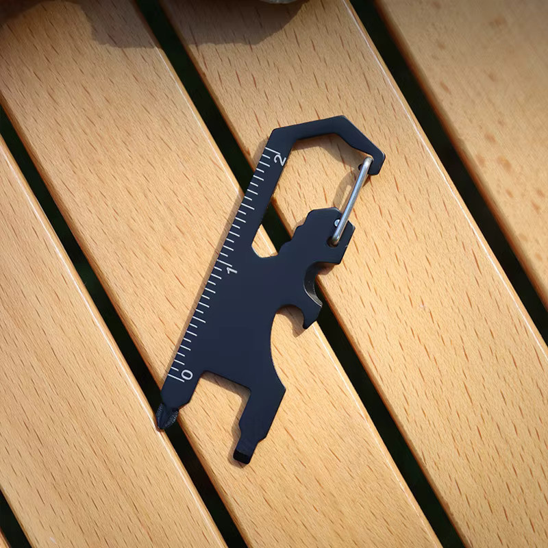 Multifunktionaler Werkzeug-Schlüsselanhänger von AXE SHAN in Schwarz mit Flaschenöffner, Lineal, Schraubendreher und Schraubenschlüssel für Camping, Wandern und Outdoor-Aktivitäten - Bild 6