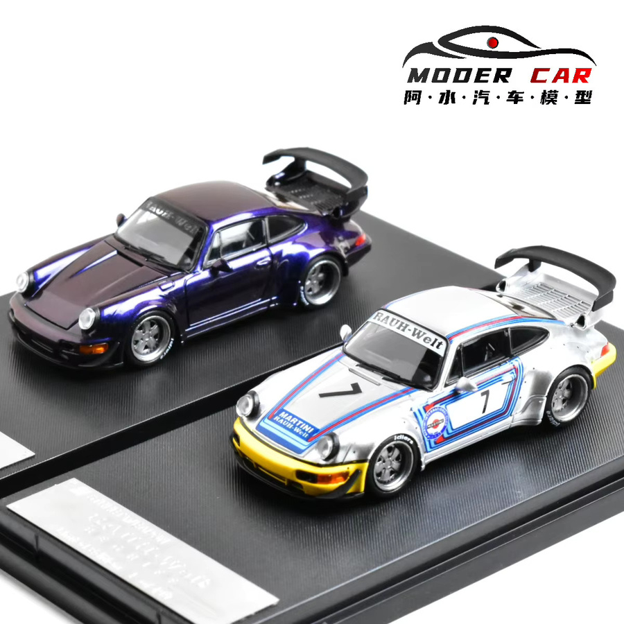 TSM MODEL Souvenir RWB 964 Display, Druckguss-Modellauto, 1:64, Silber - Bild 1