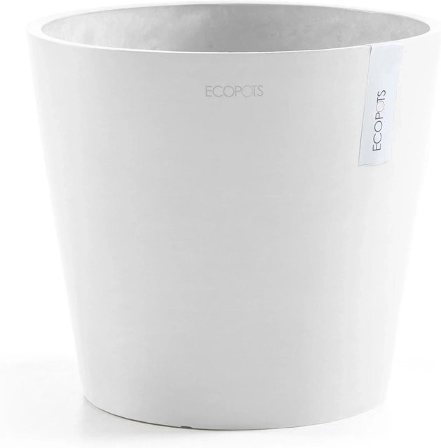 Ecopots Pflanztopf Amsterdam Weiß in skandinavischem Design aus recyceltem Kunststoff, Höhe: 30 cm, Breite: 30 cm, Tiefe: 26 cm - Bild 1