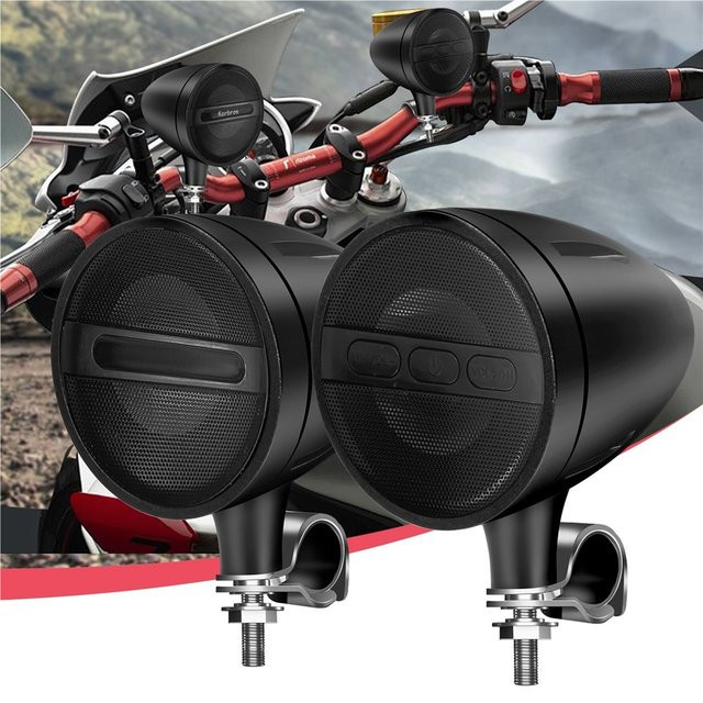 Wasserdichter Motorrad-Bluetooth-Lautsprecher in Schwarz mit FM-Radio, USB und Unterstützung für WMA, MP3 und WAV für 12 V Systeme - Bild 1
