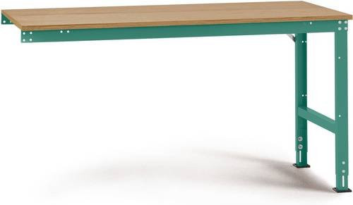 Manuflex AU6135.0001 Arbeits-Anbautisch UNIVERSAL Standard mit Multiplexplatte, Grau/Grün, B/T/H: 200 x 120 x 76-87 cm - Bild 1