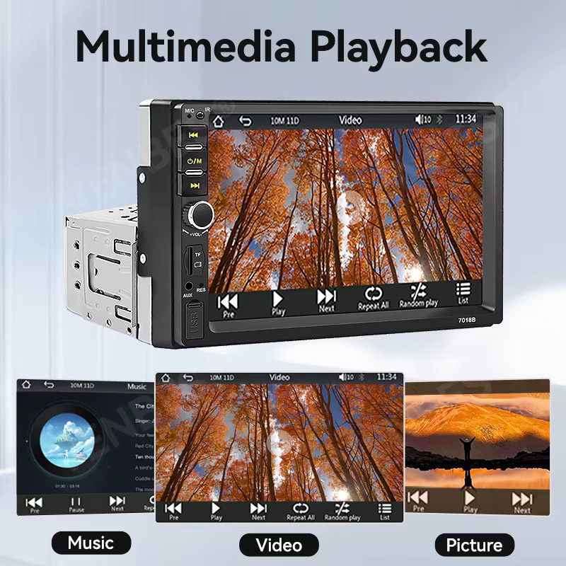 VENBES Autoradio 1 DIN Universal MP5 Player mit 7 Zoll Touchscreen, Mirrorlink, Bluetooth 5.0, USB und CVBS Kamera, Schwarz - Bild 5