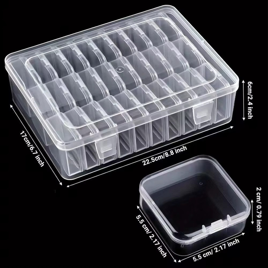 30 Stück Perlen-Organizer-Boxen aus transparentem Kunststoff mit Klappdeckel für Schmuck und Bastelarbeiten, B/T/H: 22,5 x 6,0 x 30,0 cm - Bild 4