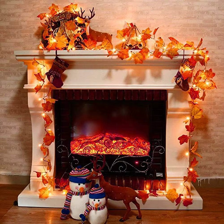 LED Ahornblatt Girlande in warmweiß für Herbst, Halloween und Weihnachten zur Dekoration von Innen- und Außenbereichen - Bild 3