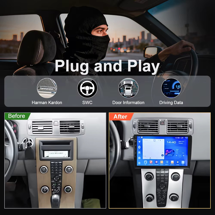 FengShiDa Android 16 Autoradio mit GPS Navigation, Bluetooth, WIFI und Videoplayer für Volvo C30 S40 V50 C70 (2004 - 2012), Schwarz - Bild 5