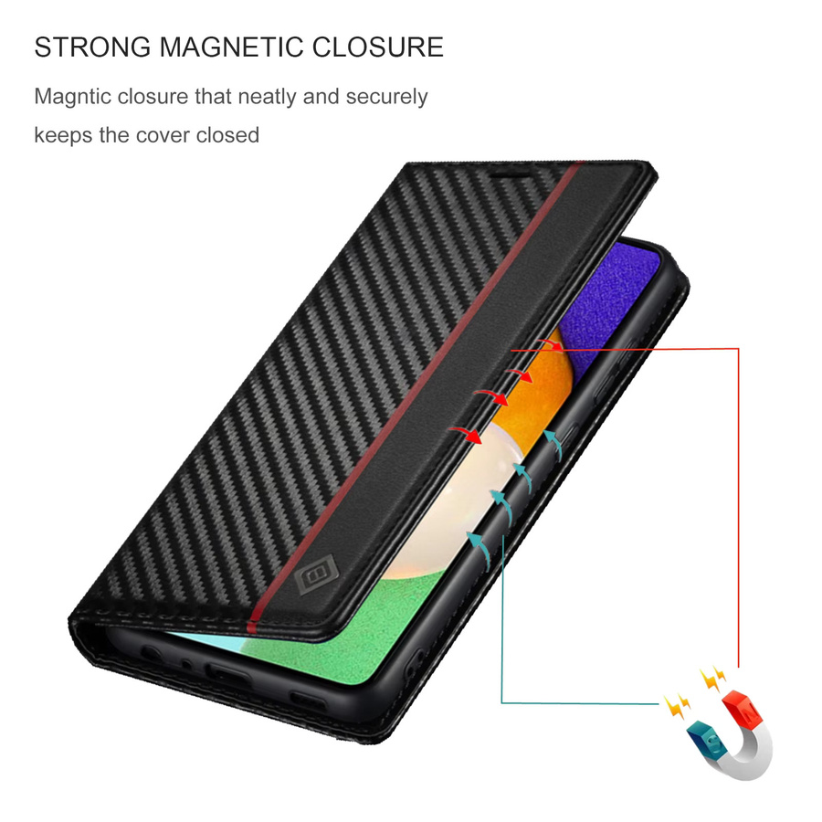 Kohlefaser-Lederhülle als Brieftasche für Samsung Galaxy A-Serie in Schwarz - Bild 2