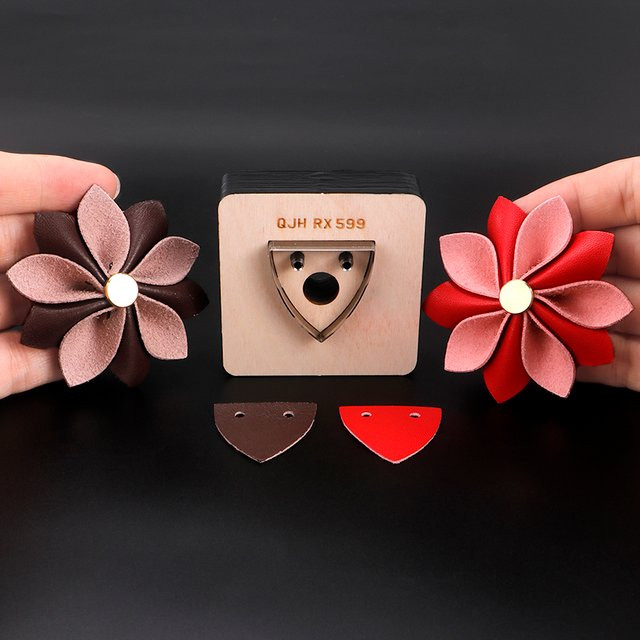 QJH Kunstleder-Stanzform mit Blumendesign für präzise DIY-Lederbearbeitung aus Metall - Bild 1