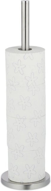 Relaxdays Toilettenpapierhalter aus Metall in Silber, stehend, Höhe: 55 cm, Breite: 15 cm - Bild 1