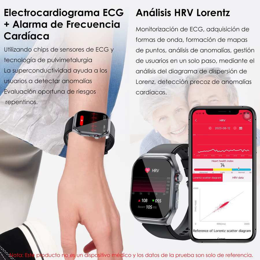 Marsyu Smartwatch mit AI-GPT Diagnose, EKG, Blutdruck, Lipid und Harnsäure Messung, Bluetooth-Anruf, Schwarz, kompatibel mit Android und iOS - Bild 6